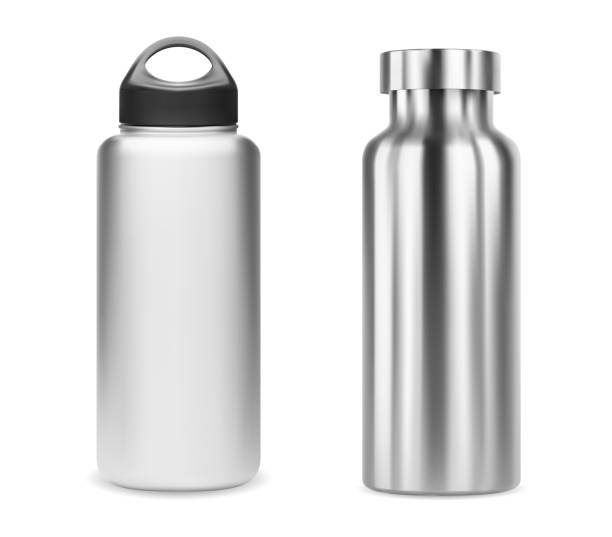 istock Reusable water bottle. Isolated aluminum metal bottle 1387013236