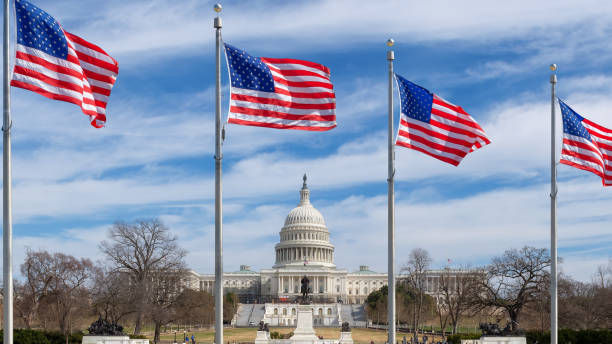 istock US Capitol Building  and American flags in Washington DC, USA 1387013280