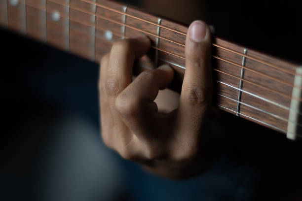 istock F Chords on classical wooden guitar 1387015993