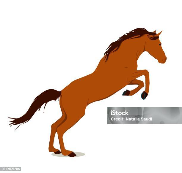 Vetores de Ilustração Vetorial De Um Cavalo Correndo E Pulando Em Cor  Marrom Isolado Em Um Fundo Branco e mais imagens de Agricultura - iStock