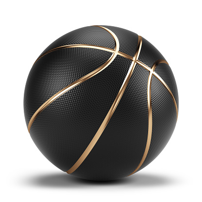 Black and gold Basketball ball isolated on white - 3d rendering