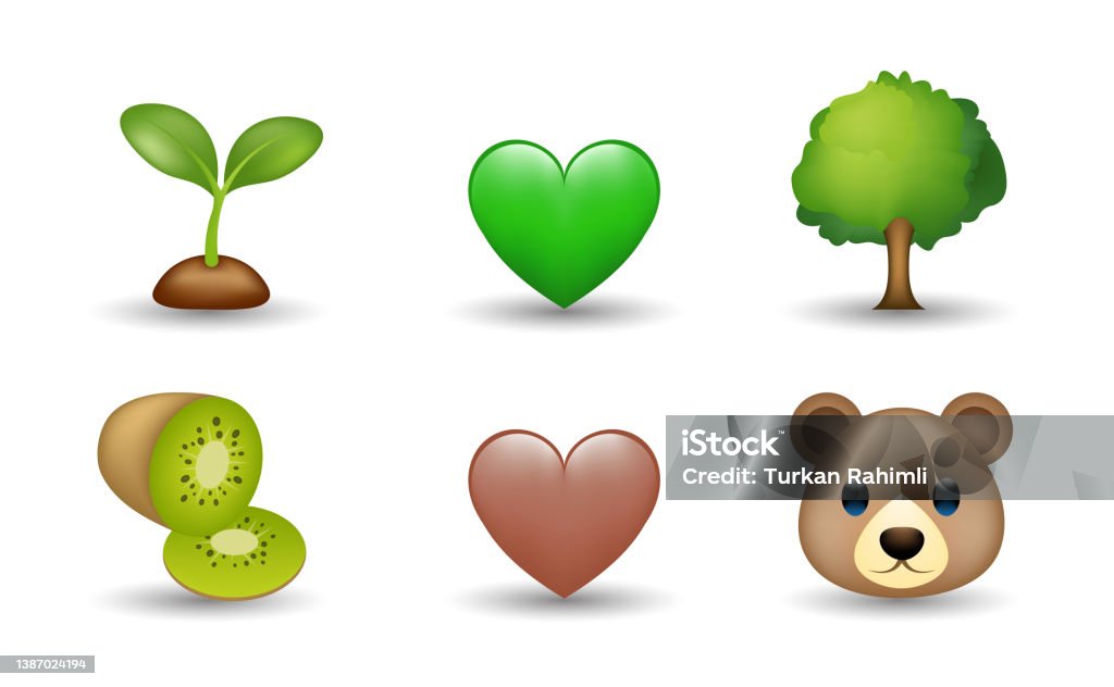 Kiwi Tree Bear Brown And Green Heart Plant Vector Emoji Illustration Stock  Illustration - Download Image Now - iStock