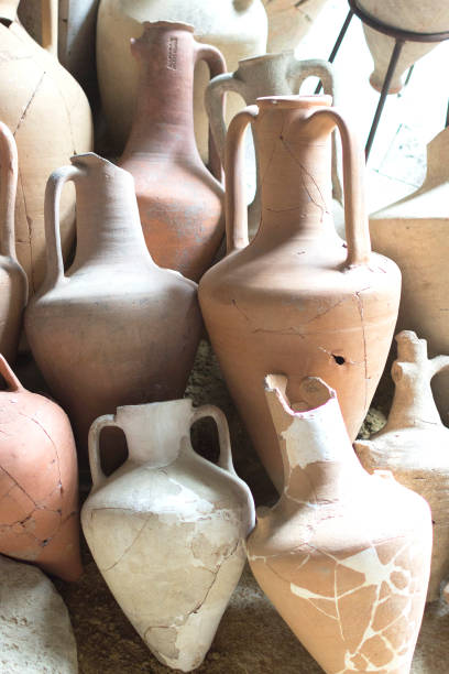 istock Old Greek amphoras. Archaeological excavations 1387027740