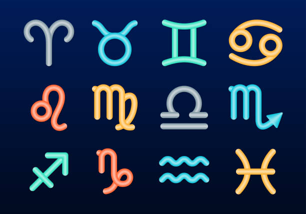 Zodiac sign 3d icon set. Horoscope, astrology colorful symbols. Vector illustration. Zodiac sign 3d icon set. Horoscope, astrology colorful symbols. Vector illustration. blue ram fish stock illustrations