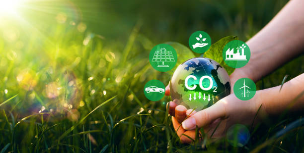 istock Reduce CO2 emission concept. Sustainable development and green business based on renewable energy.Renewable energy-based green businesses can limit climate change and global warming. 1387029633