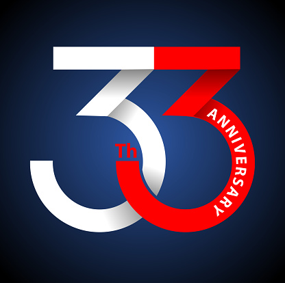 Vector illustration, modified number 33 for anniversary symbol.