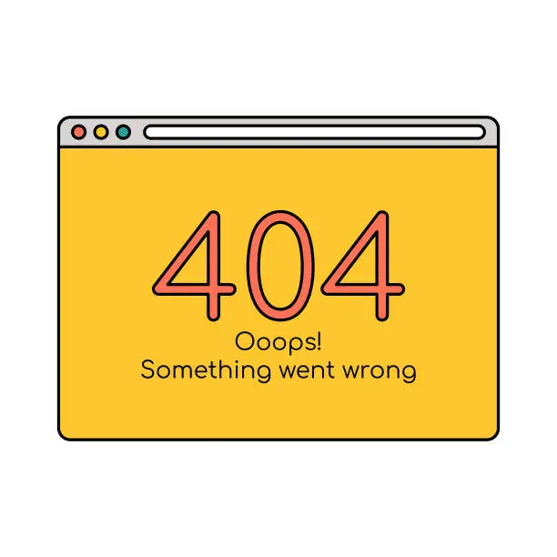 Vector illustration of Web browser 404 error message