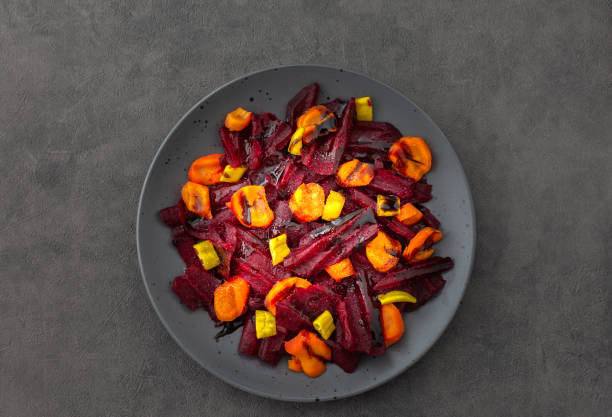 istock Mixed salad with boiled carrots and beetroot 1387037722