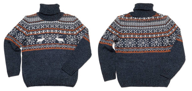 istock Kids warm Christmas turtleneck sweater front and back isolated on white 1387039470