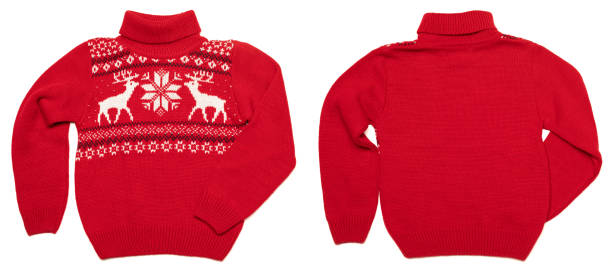 istock Kids warm Christmas turtleneck sweater front and back on white background 1387039509
