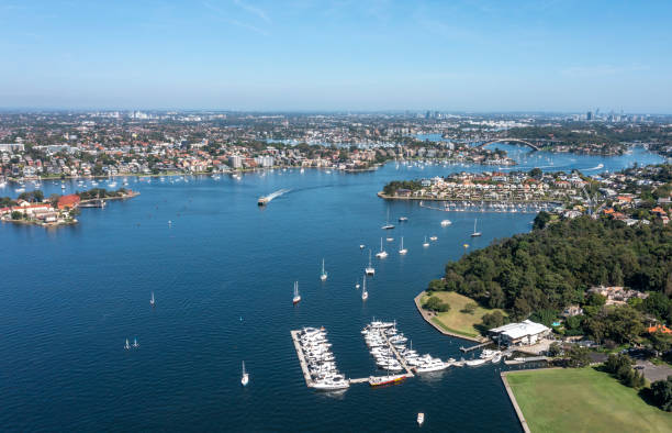 istock Aerial view of the  Parramatta river. 1387040347