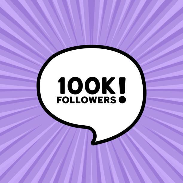 sprechblase mit 100k follower text. boom retro-comic-stil. pop-art-stil. vektorzeilensymbol für unternehmen und werbung - k pop stock-grafiken, -clipart, -cartoons und -symbole