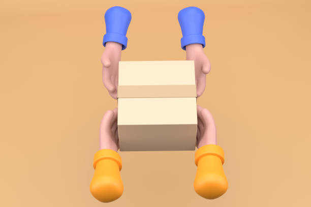 istock A parcel cardboard box in a delivery man hands. Delivery service concept. 1387042386