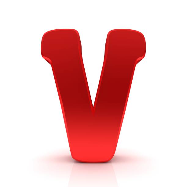 V red letter sign alphabet capital letter 3d rendering