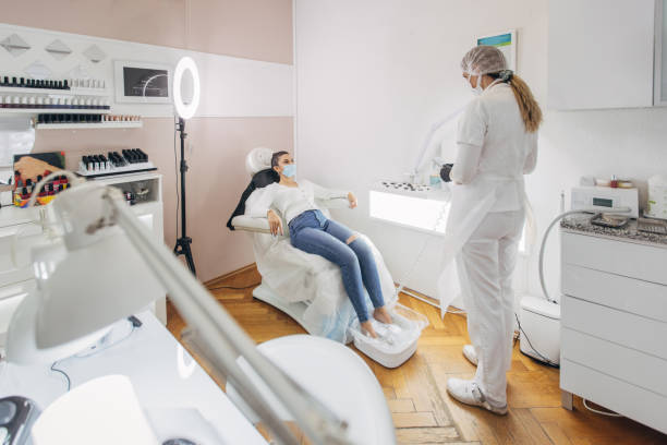 istock Woman on pedicure treatment 1387043254