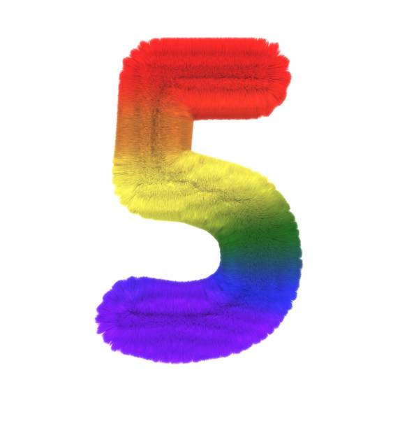 istock Fluffy Rainbow Themed Font Number 5 1387048227