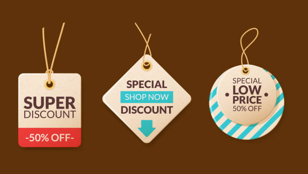 Advertising wobbler labels. Wobblers for sale with hot price and special offer. Discount price tags for promotion Advertising wobbler labels. Wobblers for sale with hot price and special offer. Discount price tags for promotion vector clothing hang tags stock illustrations