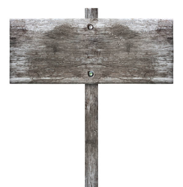 istock Old wooden sign isolated on white background 1387050671