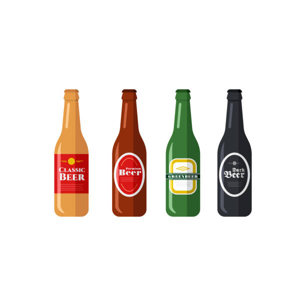 illustrations, cliparts, dessins animés et icônes de icônes vectorielles des bouteilles de bière - bouteille de bière