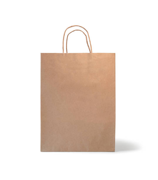 istock Recyclable paper bag isolated on white background 1387050949