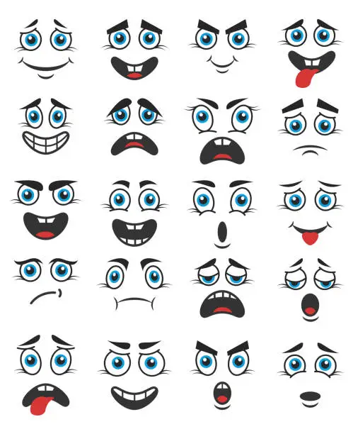 Vector illustration of Cartoon faces vector set