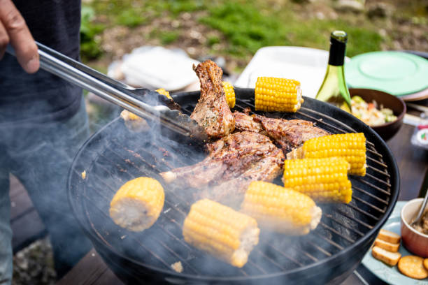 istock Barbecue with lamb chops and corn on the cob 1387051314