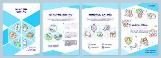 szablon broszury o uważnym jedzeniu - ready to eat stock illustrations
