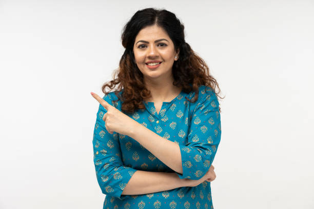 Portrait of woman on white background, stock photo stock photo