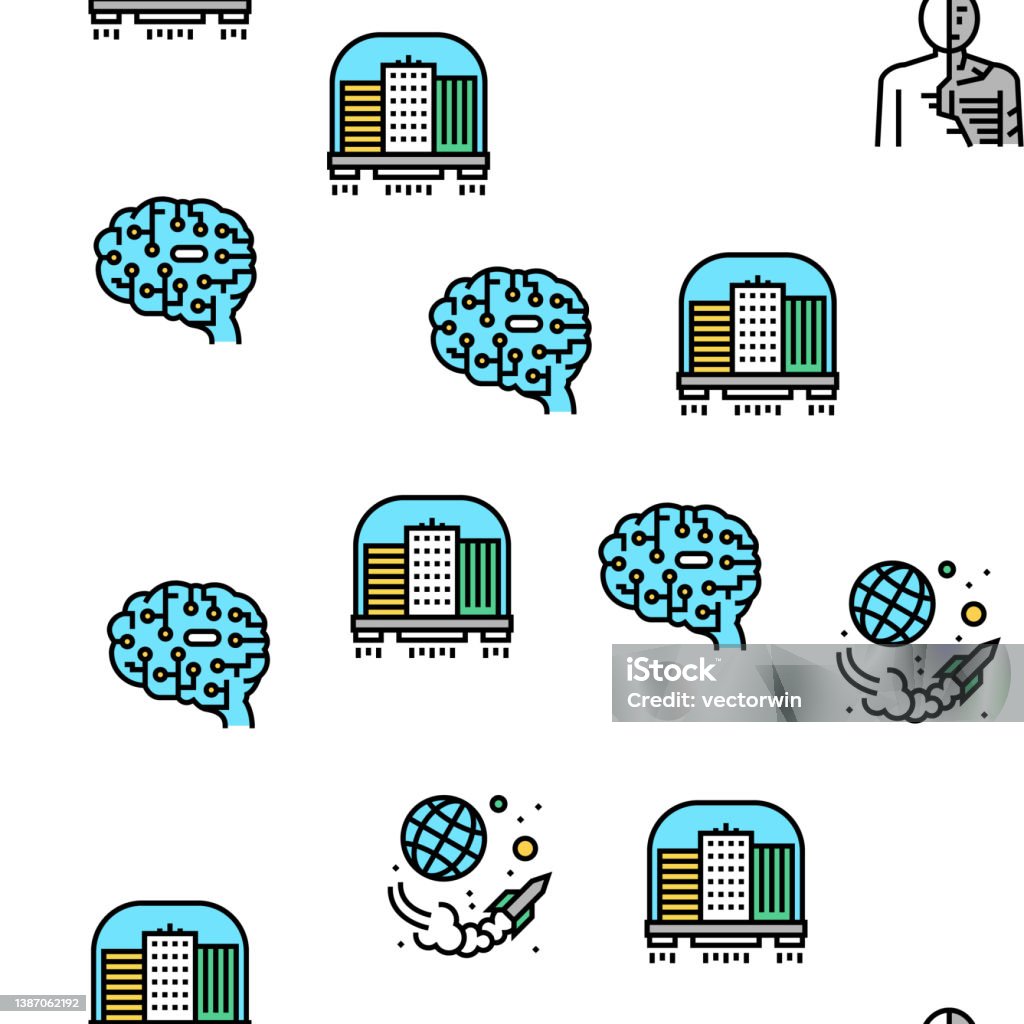 Future Life Vector Future Life Devices Vector Seamless Pattern Stock Illustration ...