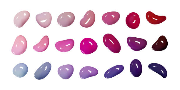 istock Realistic vector 3D shapes isolated on white background. Set of glossy multicolored drops of paint or varnish 1387064059