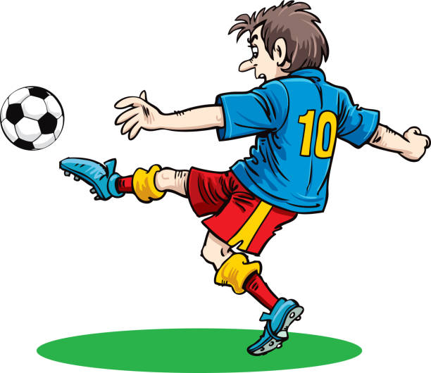 サッカー選手の足蹴りボールます。 - football backgrounds black sport点のイラスト素材／クリップアート素材／マンガ素材／アイコン素材