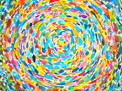 abstract colorful spiral artwork spiritual imagine vibrant color background watercolor painting illustration design hand drawing on paper holistic healing art therapy