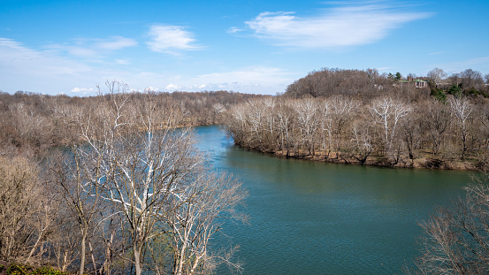 Potomac River at Shepherdstown West Virginia with bridges