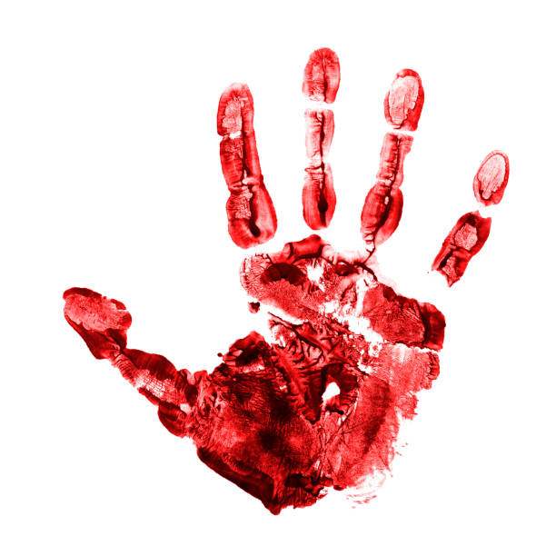 Handprint (red) on white Red paint handprint isolated on a white background. handprint stock pictures, royalty-free photos & images