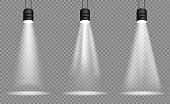 istock Vector set of light. Light source, studio lighting, walls, png. Spotlight lighting, spotlight PNG. Light beams, light effect. 1387073244