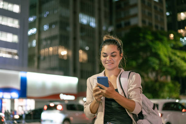 istock Businesswoman after work downtown 1387073851