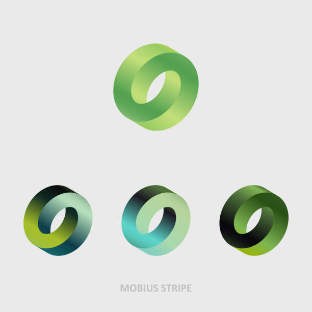 barevný přechod mobius strip kolekce ikon - möbiova páska stock ilustrace