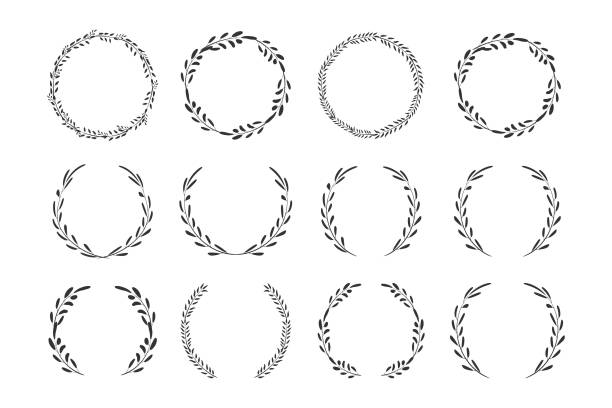 Wreaths Icon Set Vector Design. Editable to any size. Vector Design EPS 10 File. bush isolated white background plant stock illustrations