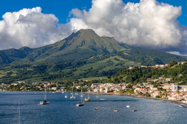 Saint-Pierre and Mount Pelee, Martinique, French Antilles Saint-Pierre and Mount Pelee, Martinique, French Antilles martinique stock pictures, royalty-free photos & images