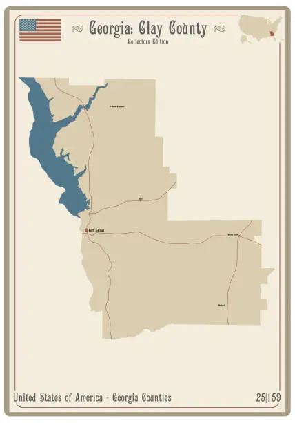 Vector illustration of Map of Clay County in Illinois