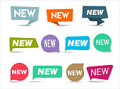 Collection of Modern colorful New note label mark tag