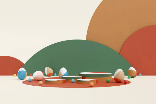 istock easter eggs and golden ball on podium background. easter day concept scene stage showcase for new product, promotion sale, banner, presentation, cosmetic. 3D illustration 1387088658