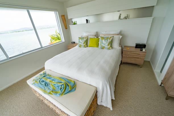 istock Interior home decor, bedroom in modern fresh colors 1387098044