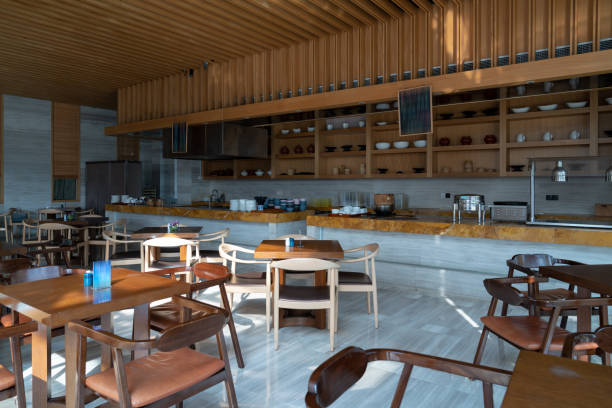 istock Restaurant interior, part of hotel 1387098338