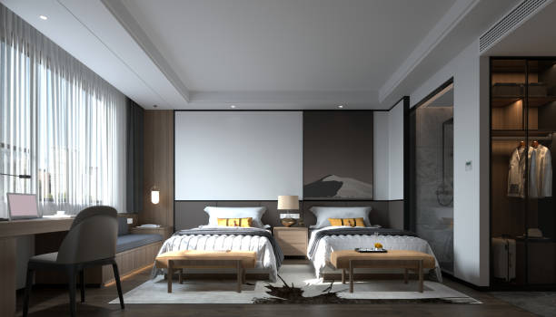 istock 3D Render of bedroom in luxury hotel 1387101702