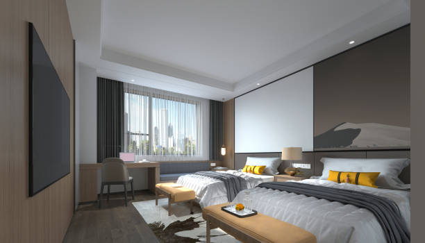 istock 3D Render of bedroom in luxury hotel 1387101705