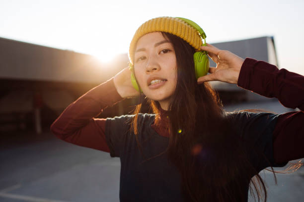Vietnamese girl enjoy music