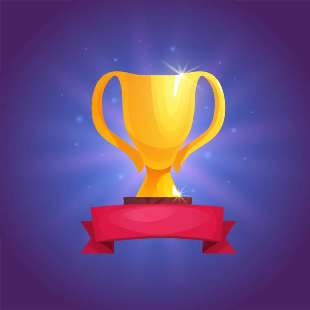 istock Champion cup, winner trophy. Golden prize. Achievement icon for 2d game. Cartoon vector illustration. 1387103342
