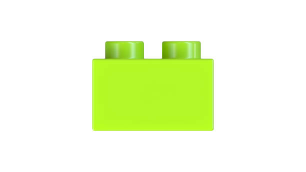 istock Side View of a Lime Green Plastic Toy Brick Isolated on a White Background 1387105752