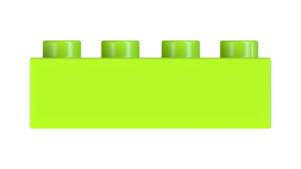 istock Front View of a Lime Green Plastic Brick Isolated on a White Background 1387105761